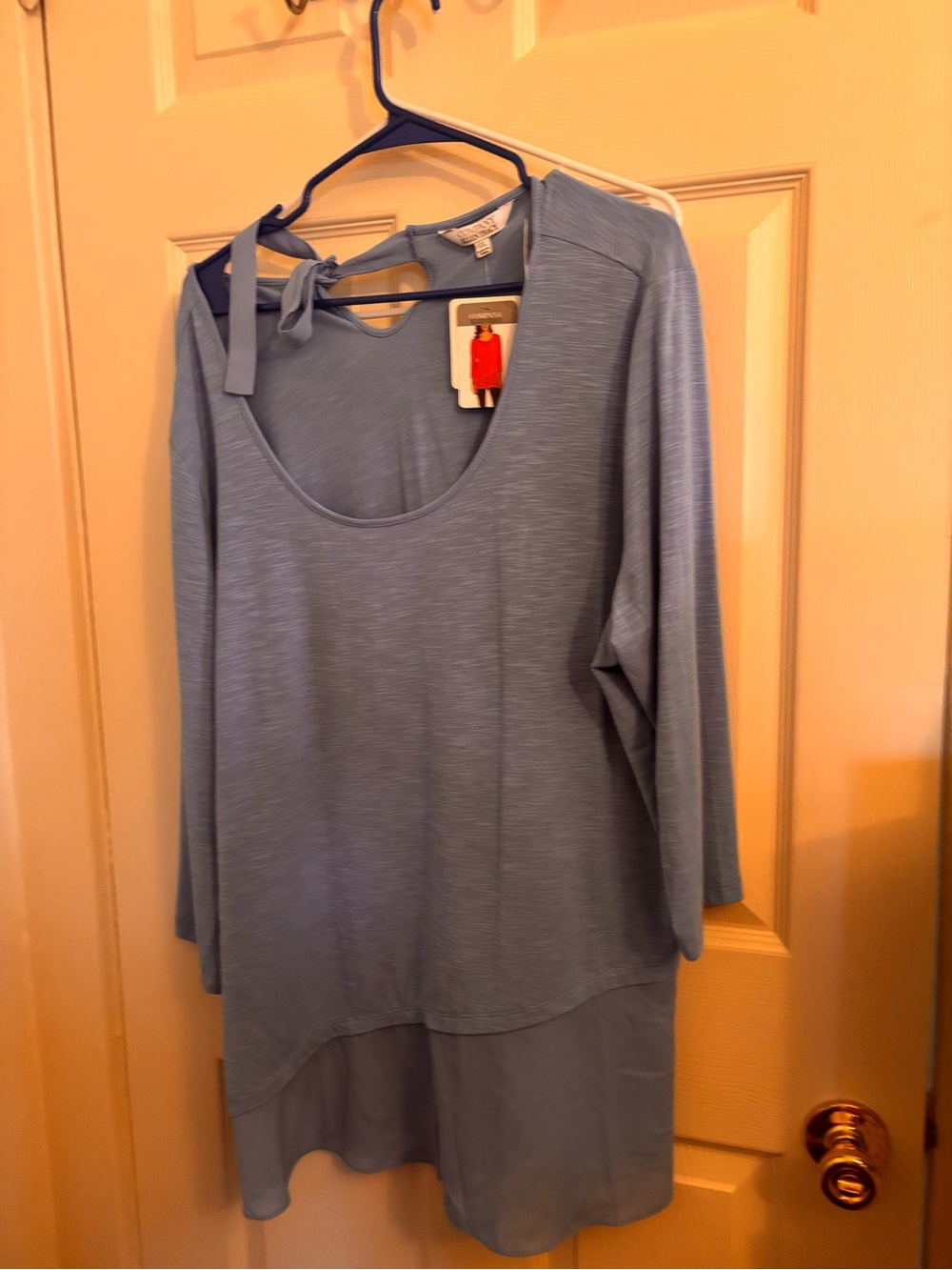 Eileen Fisher Light Blue Scoop Neck Tunic with Back Tie